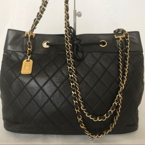 Authentic Chanel Quilted leather gold chain tote
